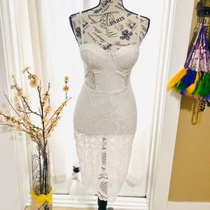 Lace Midi-Romper Dress by Bebe